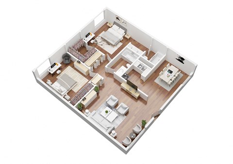 Floor plan for 2 beds, 2 baths, 815 sqft